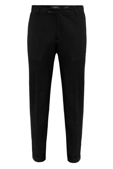 Pantaloni con risvolto slim fit neri da uomo - Wessi