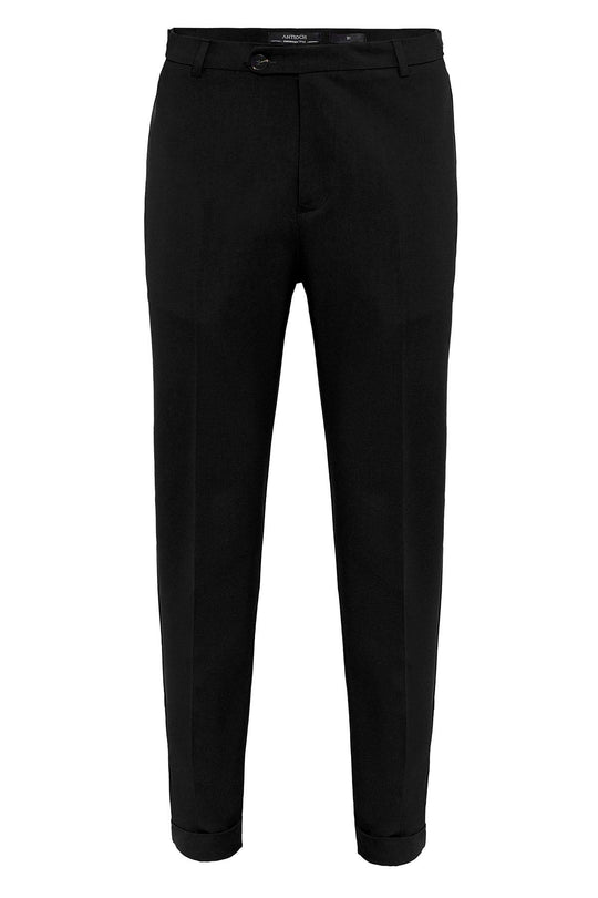 Pantaloni con risvolto slim fit neri da uomo - Wessi