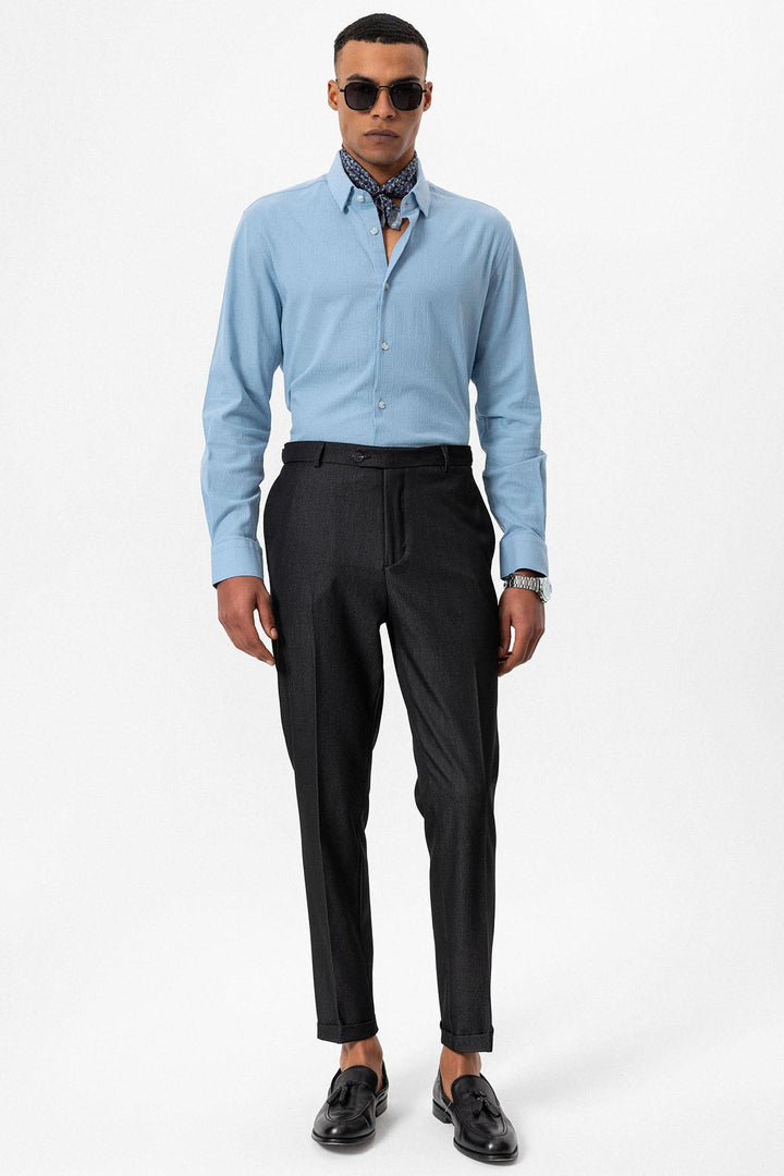 Men's Smoked Slim Fit Cuffed  Pants - Wessi
