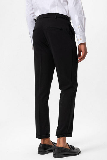 Pantaloni con risvolto slim fit neri da uomo - Wessi