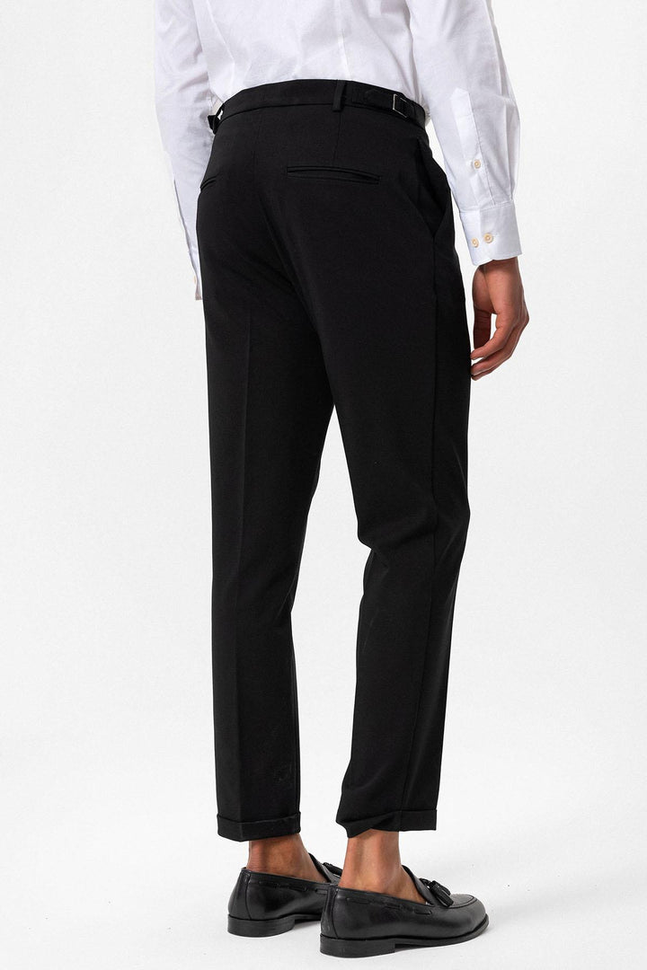 Men's Black Slim Fit Cuffed  Pants - Wessi