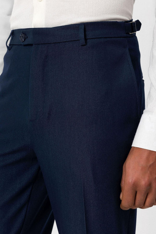 Men's Navy Blue Slim Fit Cuffed Pants - Wessi Wessi - Discover Diversity Men's Navy Blue Slim Fit Cuffed Pants - Wessi Wessi - Discover Diversity