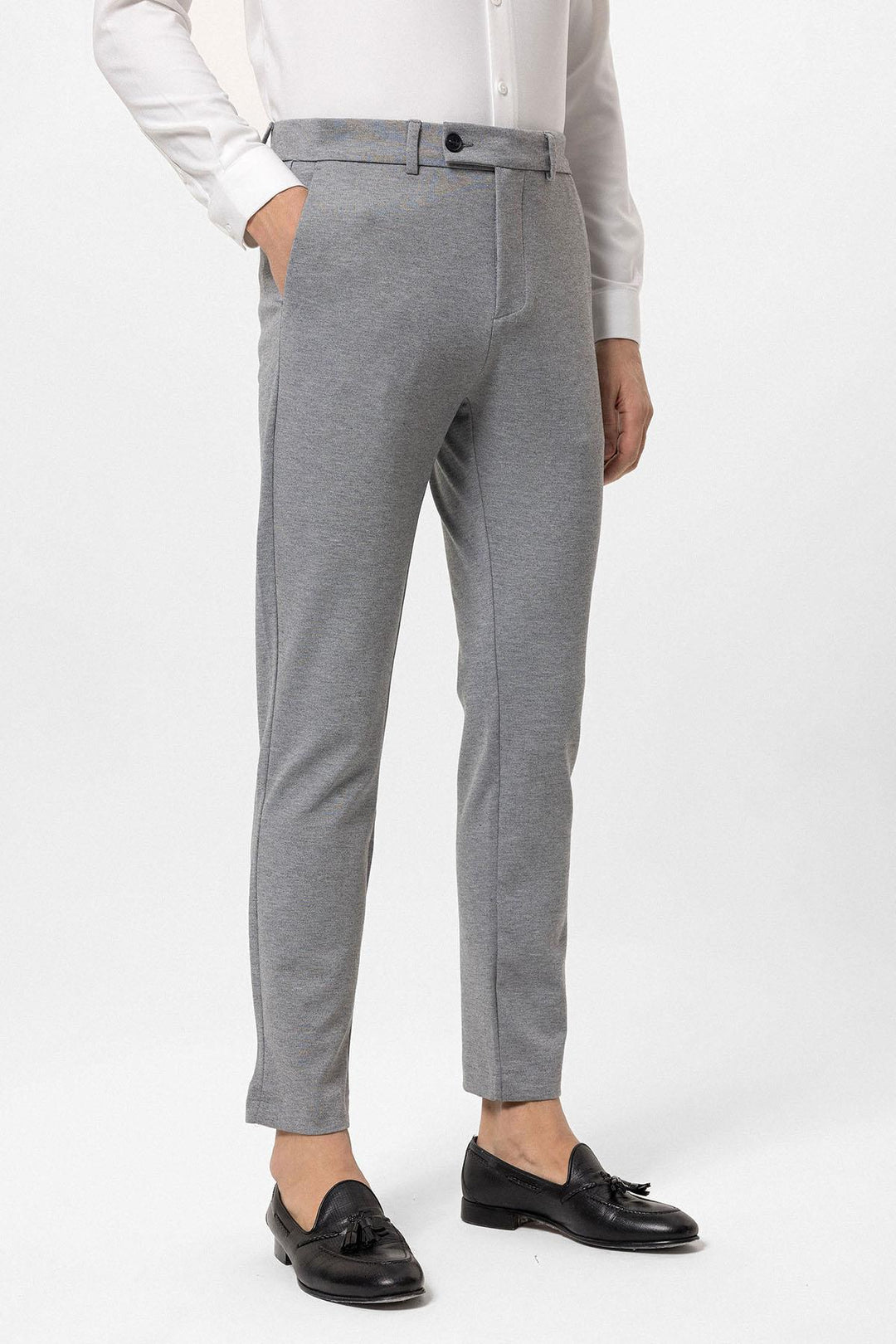 Men's Grey Slim Fit  Pants - Wessi