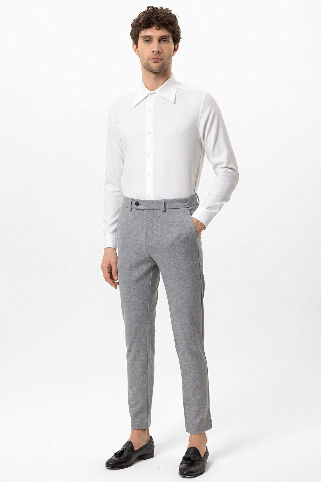 Men's Grey Slim Fit  Pants - Wessi