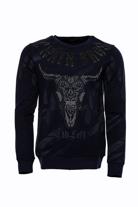 Felpa blu navy con fantasia slim fit - Wessi