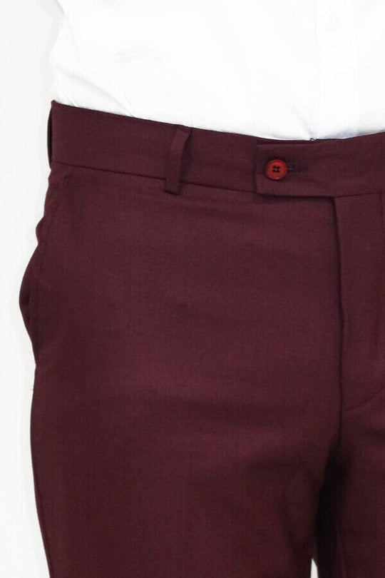 Pantaloni da uomo bordeaux tinta unita slim fit - Wessi