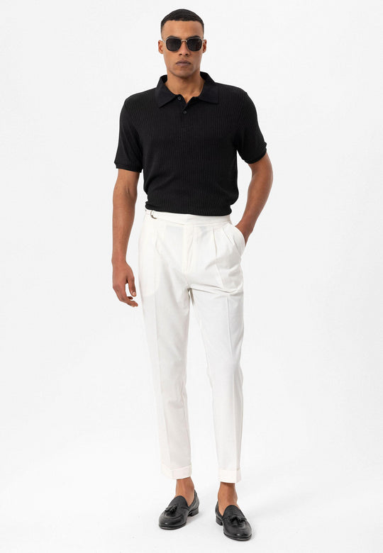 Мужская черная приталенная футболка с воротником-поло - Wessi