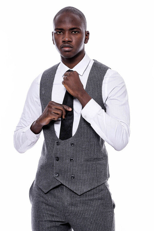 Abito doppiopetto grigio a righe - Wessi