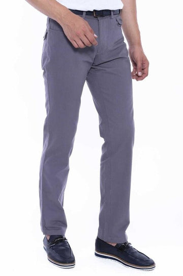 Pantalon Homme Poches à Rabat en Daim Uni Coton Gris - Wessi