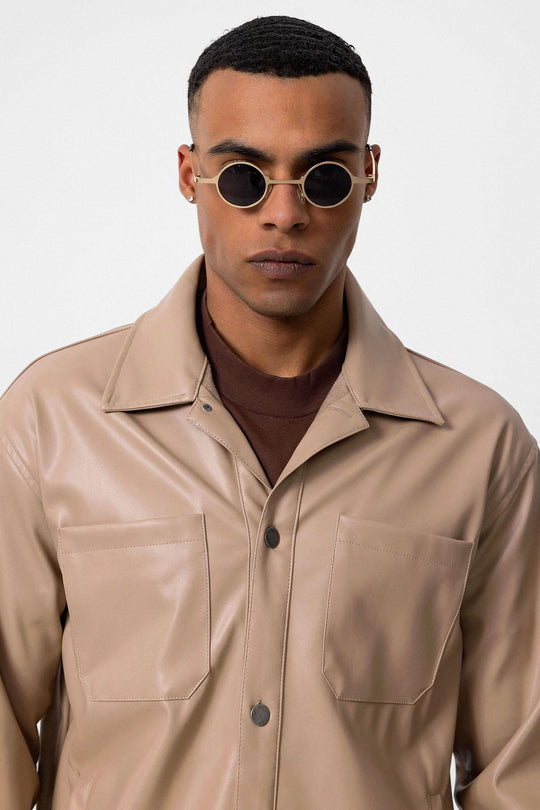 Men's Camel Faux Leather Thin Coat - Wessi Wessi - Discover Diversity Men's Camel Faux Leather Thin Coat - Wessi Wessi - Discover Diversity