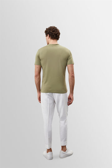 Men's Light Khaki Slim Fit Basic T-Shirt - Wessi