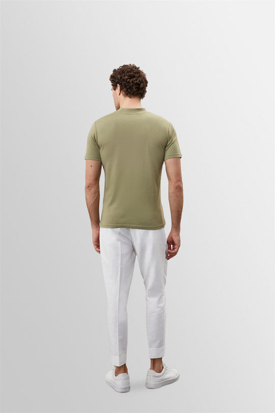 Men's Light Khaki Slim Fit Basic T-Shirt - Wessi