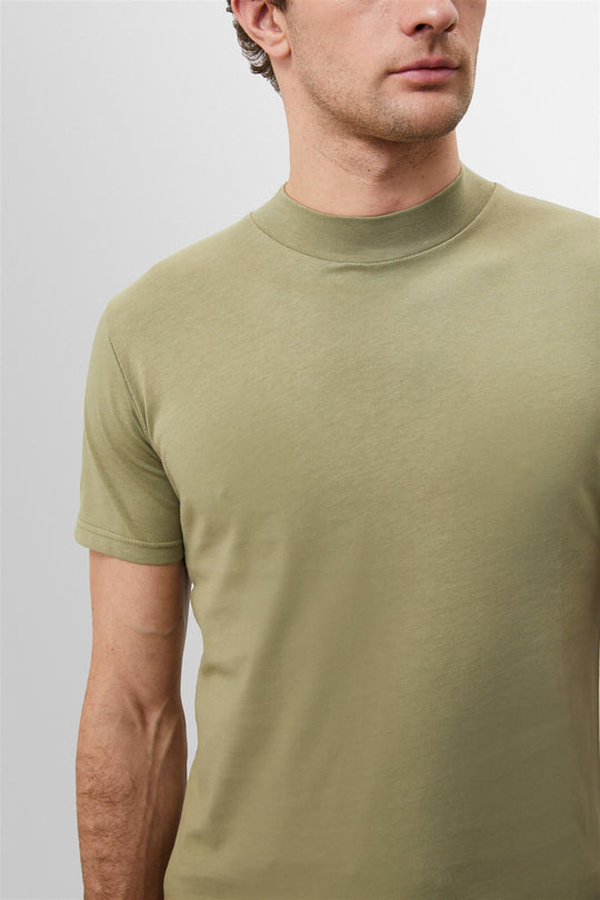 Men's Light Khaki Slim Fit Basic T-Shirt - Wessi