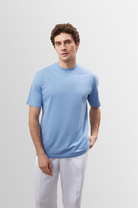 Camiseta básica de hombre azul claro con cuello redondo - Wessi