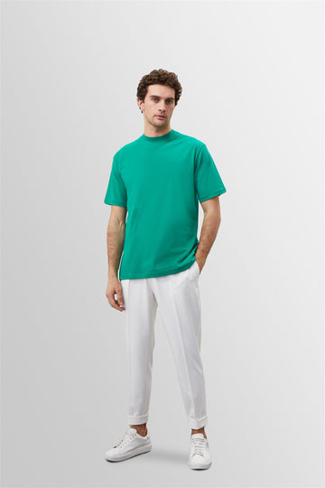 Men's Grass Green Crew Neck Basic T-Shirt - Wessi
