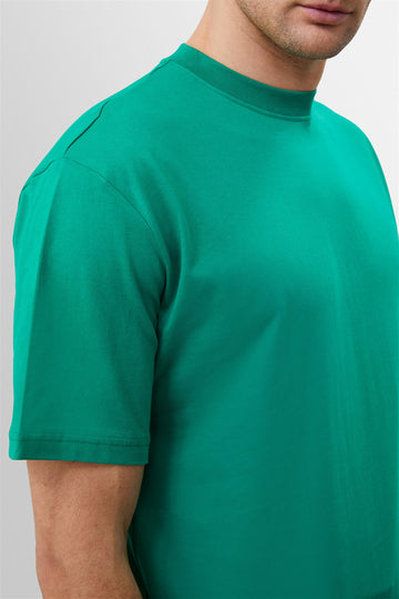 Men's Grass Green Crew Neck Basic T-Shirt - Wessi