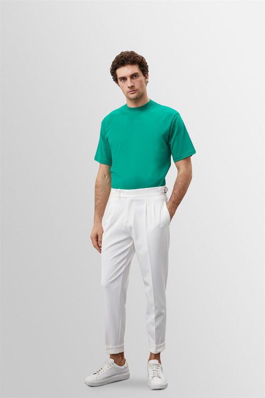 Men's Grass Green Crew Neck Basic T-Shirt - Wessi