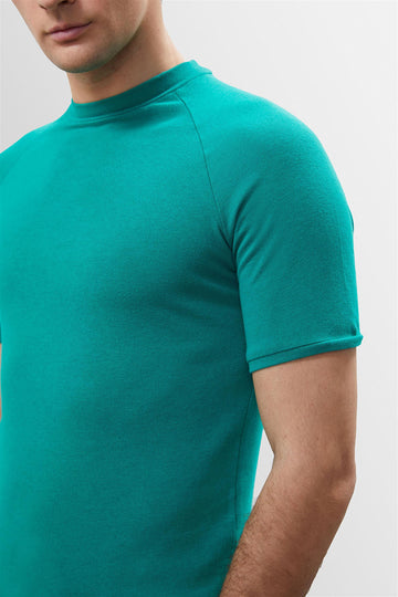 Men's Green Slim Fit Crew Neck  T-Shirt - Wessi