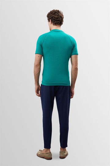 Men's Green Slim Fit Crew Neck  T-Shirt - Wessi
