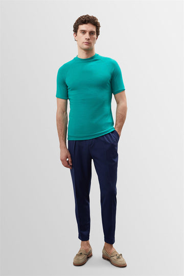 Men's Green Slim Fit Crew Neck  T-Shirt - Wessi