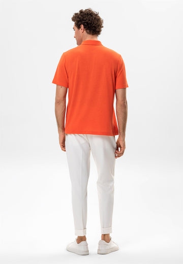 Men's Salmon Polo Neck Zippered  T-Shirt - Wessi