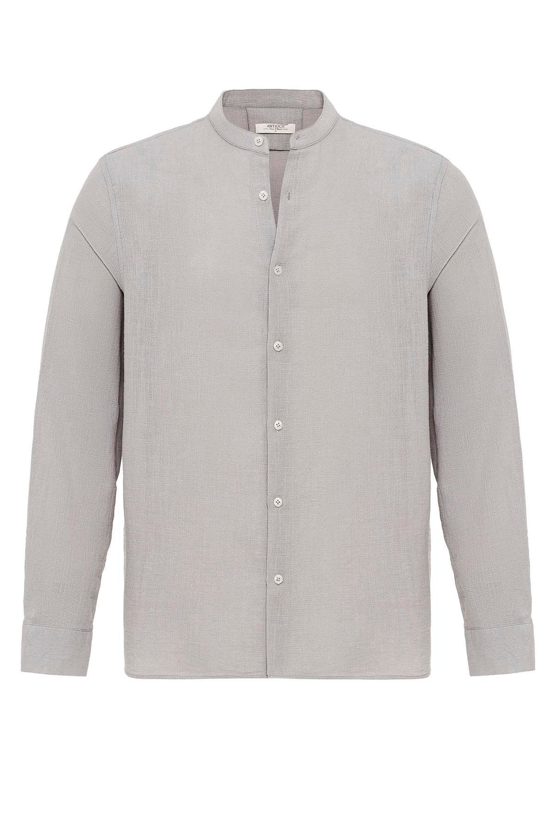 Men's Stone Mandarin Collar Woven Shirt - Wessi