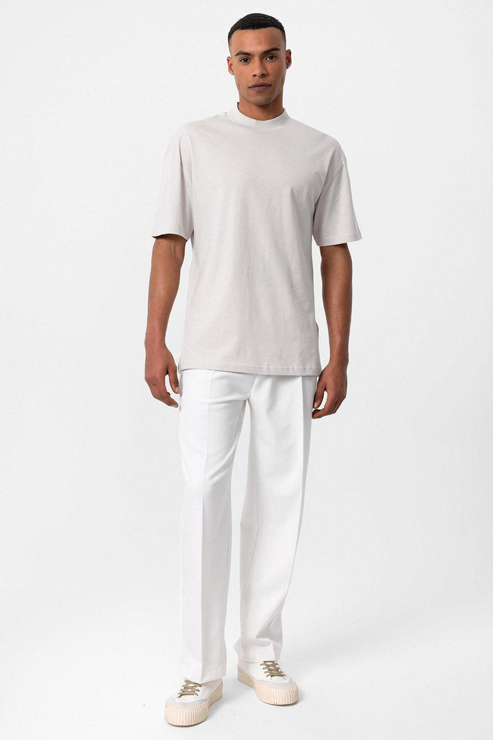 Men's Stone Relaxed Fit Basic T-Shirt - Wessi