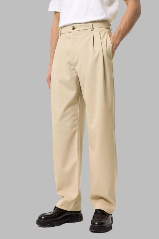 Men's Stone High-Waist Pleated Relaxed Fit Pants - Wessi – Wessi