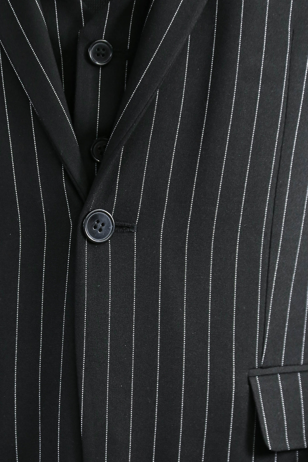 Striped Double-Breasted Button Detailed Vested Black Mens Suit - Wessi