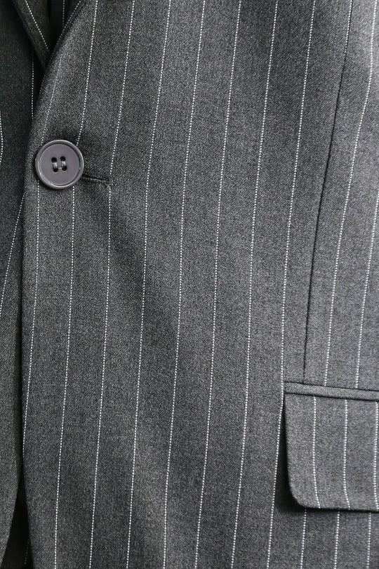 Striped Single Button with Vested Anthracite Mens Suit - Wessi