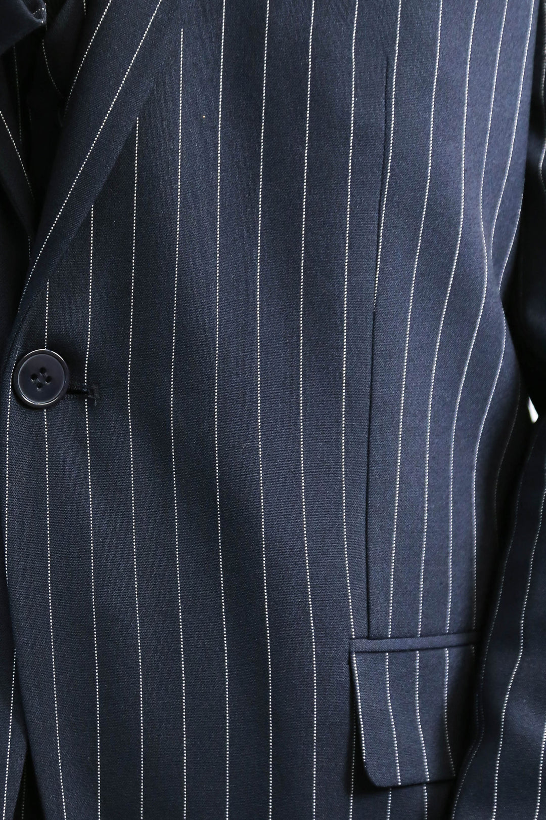 Striped Double-Breasted Button Detailed Vested Navy Blue Mens Suit - Wessi
