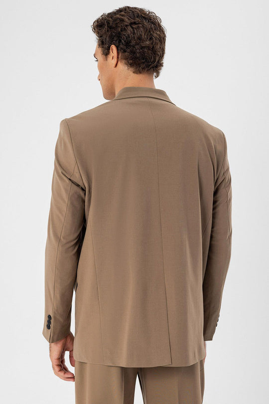 Men's Camel Single Button Closure Slim Fit  Jacket - Wessi