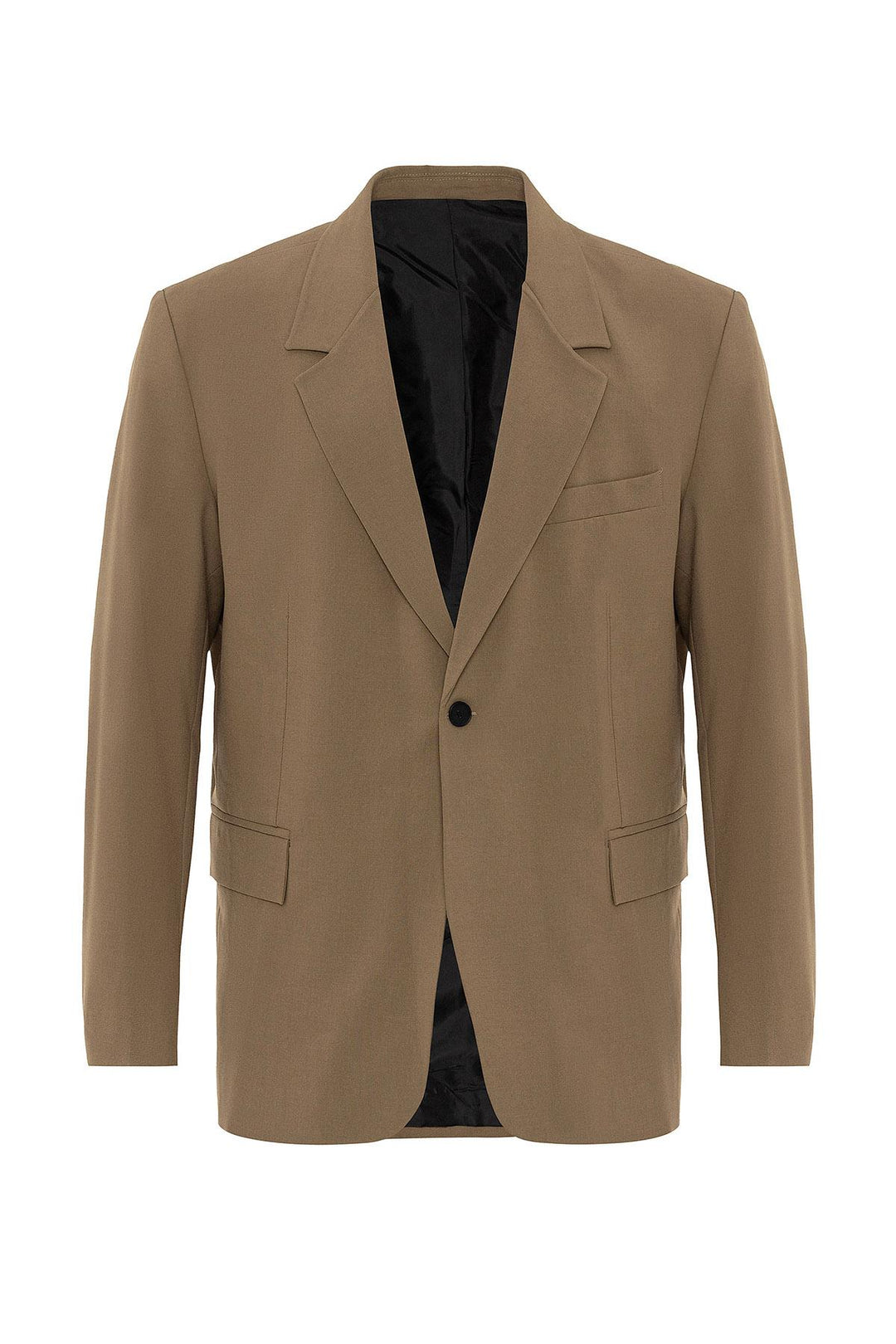 Men's Camel Single Button Closure Slim Fit  Jacket - Wessi