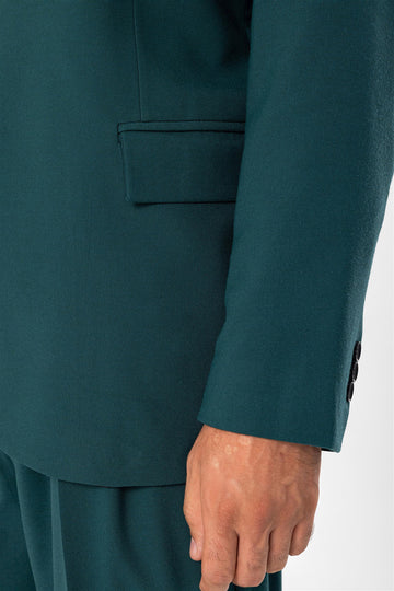 Giacca slim fit verde con chiusura a bottone singolo da uomo - Wessi