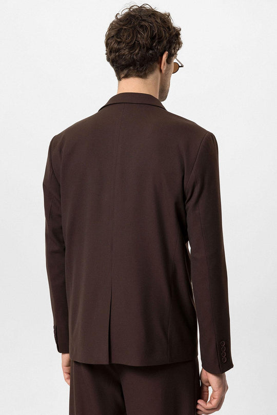 Men's Brown Single-Button Double-Breasted  Blazer - Wessi