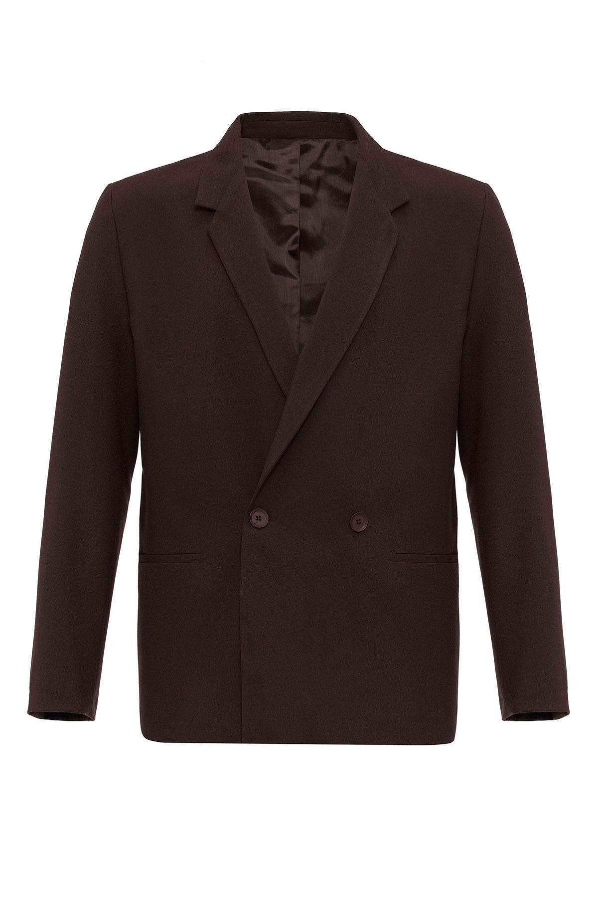 Classic Pinstripe Double Breasted Men's Taupe Suit - Wessi