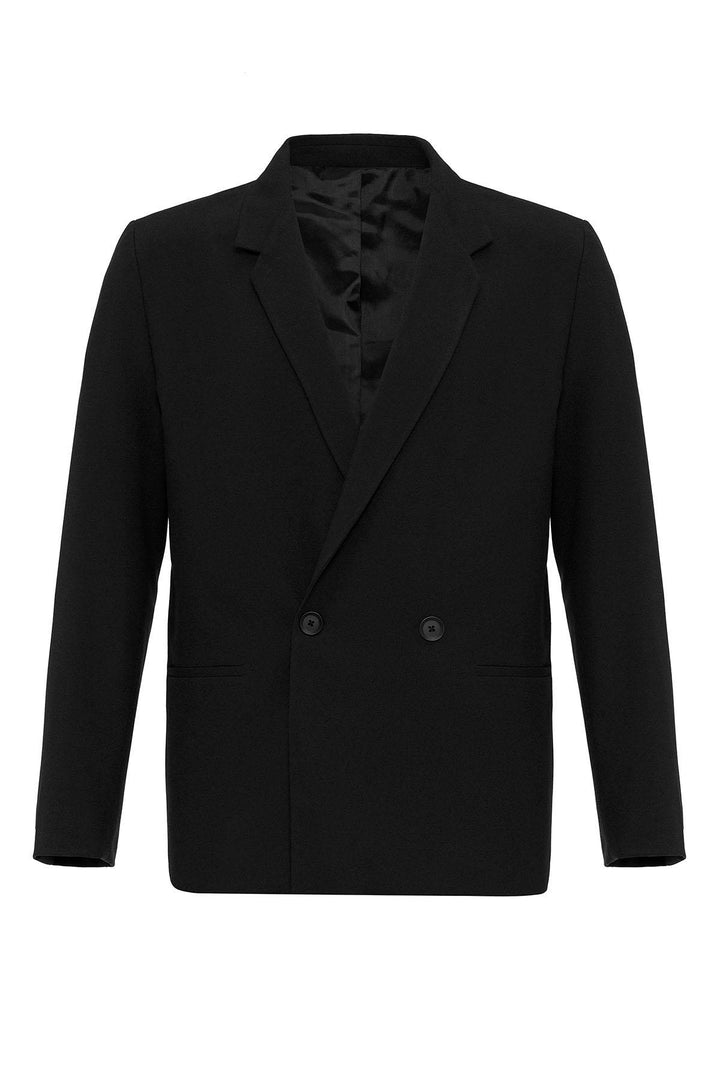 Blazer cruzado de un solo botón negro para hombre - Wessi