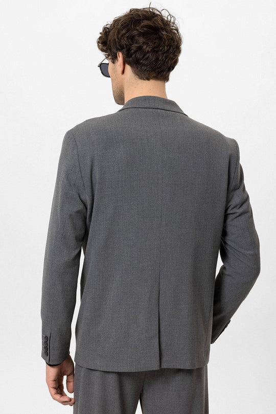 Blazer Homme Gris Croisé à Un Bouton - Wessi