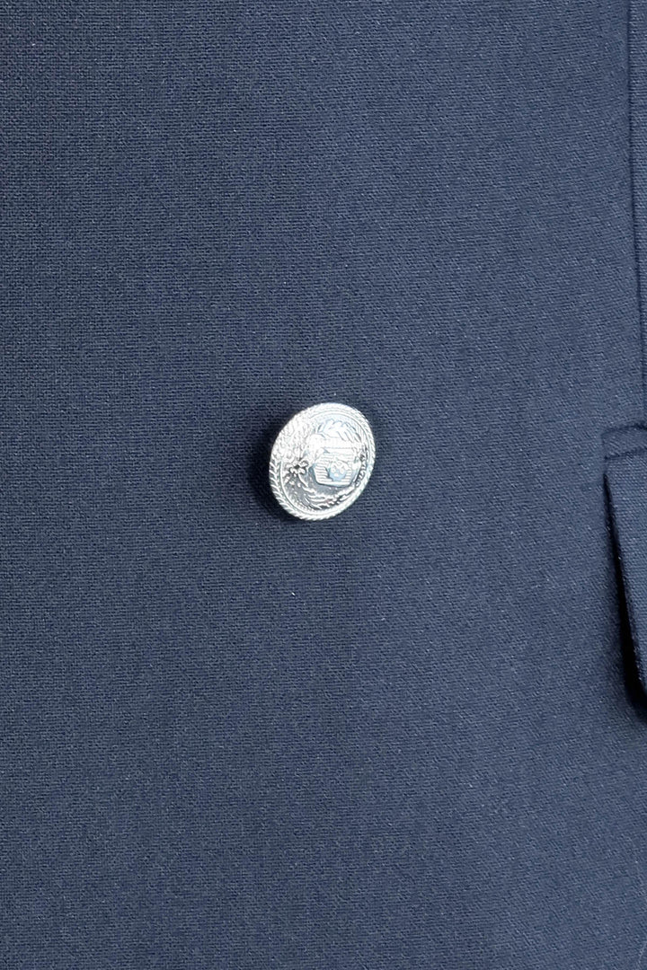 Slim Fit Double-Breasted Navy Men’s Suit with Silver-Tone Metal Buttons – Wessi