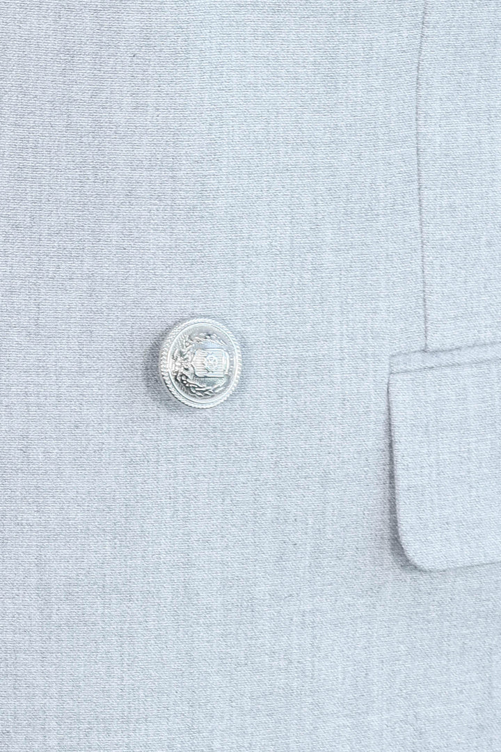 Slim Fit Double-Breasted Grey Men’s Suit with Silver-Tone Metal Buttons – Wessi