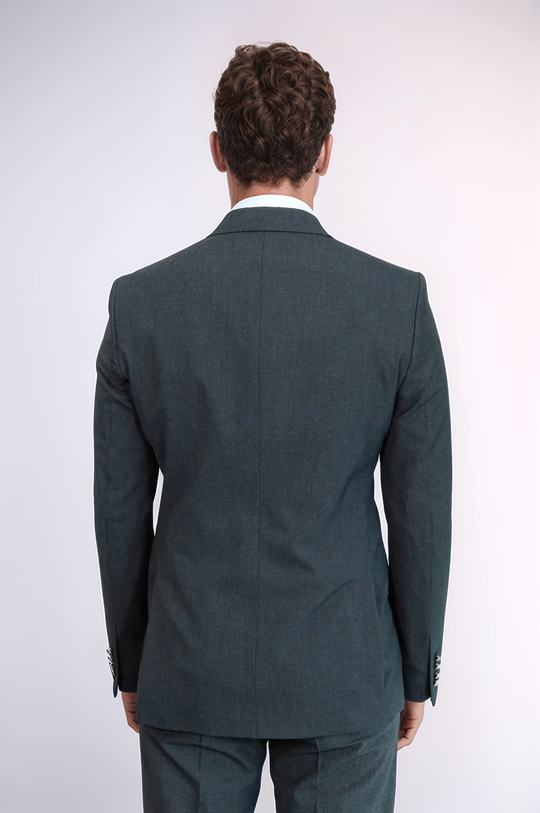 Modern Fit Double-Breasted Dark Grey Men’s Suit with Silver-Tone Metal Buttons – Wessi