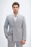 Pinstripe Double-Breasted Light Grey Men's Suit with Silver Buttons – Wessi