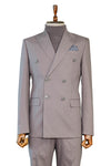 Taupe Striped Double-Breasted Suit and Turtleneck Sweater Combination - Classic and Modern Balance - Wessi