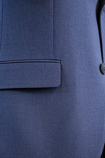 Navy Blue Slim Fit Two-Button Linen-Look Men's Suit – Wessi