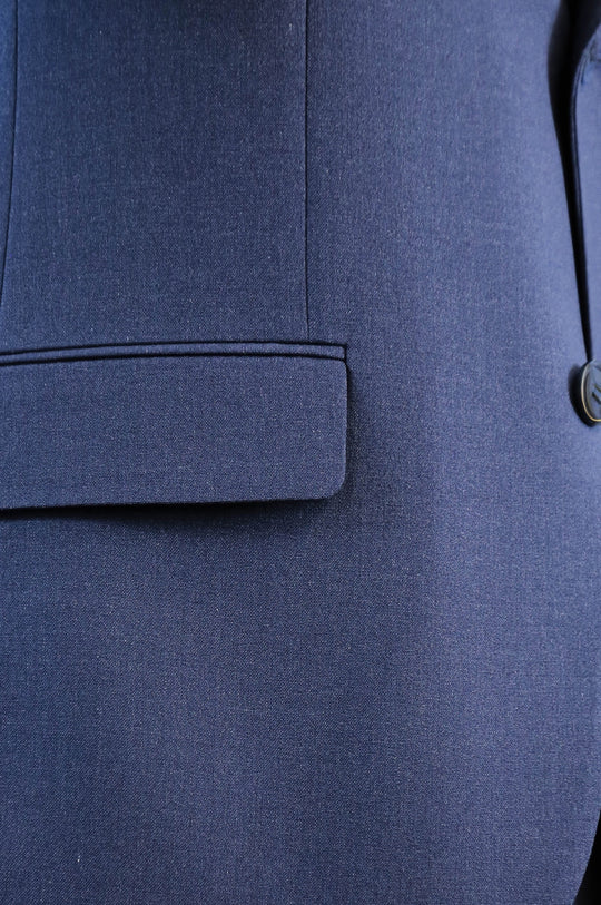Navy Blue Slim Fit Two-Button Linen-Look Men's Suit – Wessi