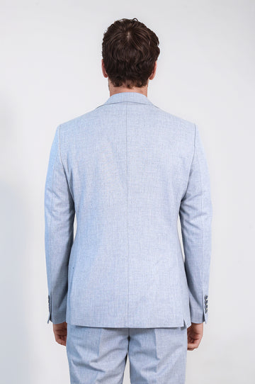 Ice Blue Slim Fit Two-Button Linen-Look Men's Suit – Wessi