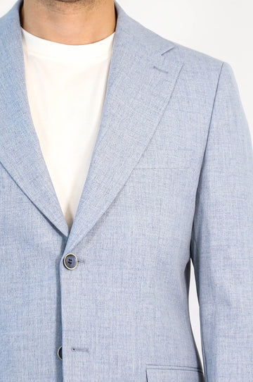Ice Blue Slim Fit Two-Button Linen-Look Men's Suit – Wessi