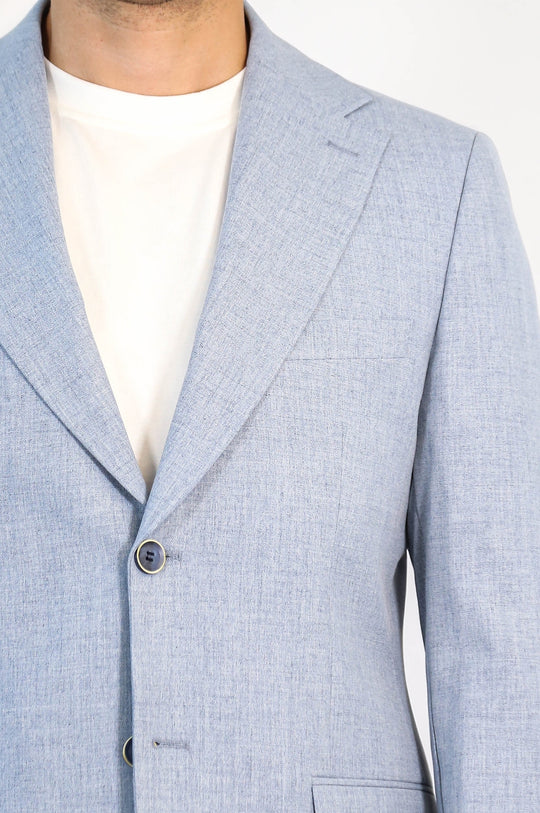 Ice Blue Slim Fit Two-Button Linen-Look Men's Suit – Wessi