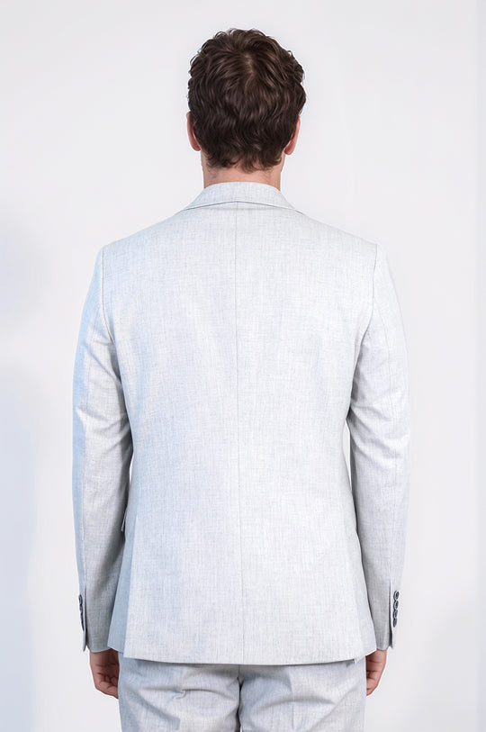 Light Grey Slim Fit Two-Button Linen-Look Men's Suit – Wessi