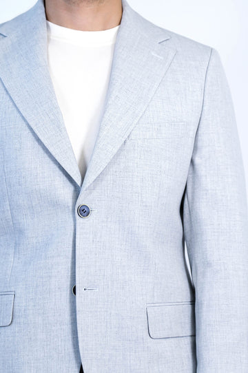 Light Grey Slim Fit Two-Button Linen-Look Men's Suit – Wessi